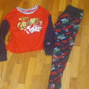 Justice Kids Grinch Holiday SEt long sleeve sequin top and leggings girls 10/12